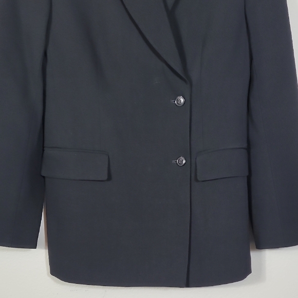 H&M Women Wool Blend Pea Coat Size L Black Button Up Classic Old Money Lined - Picture 3 of 14